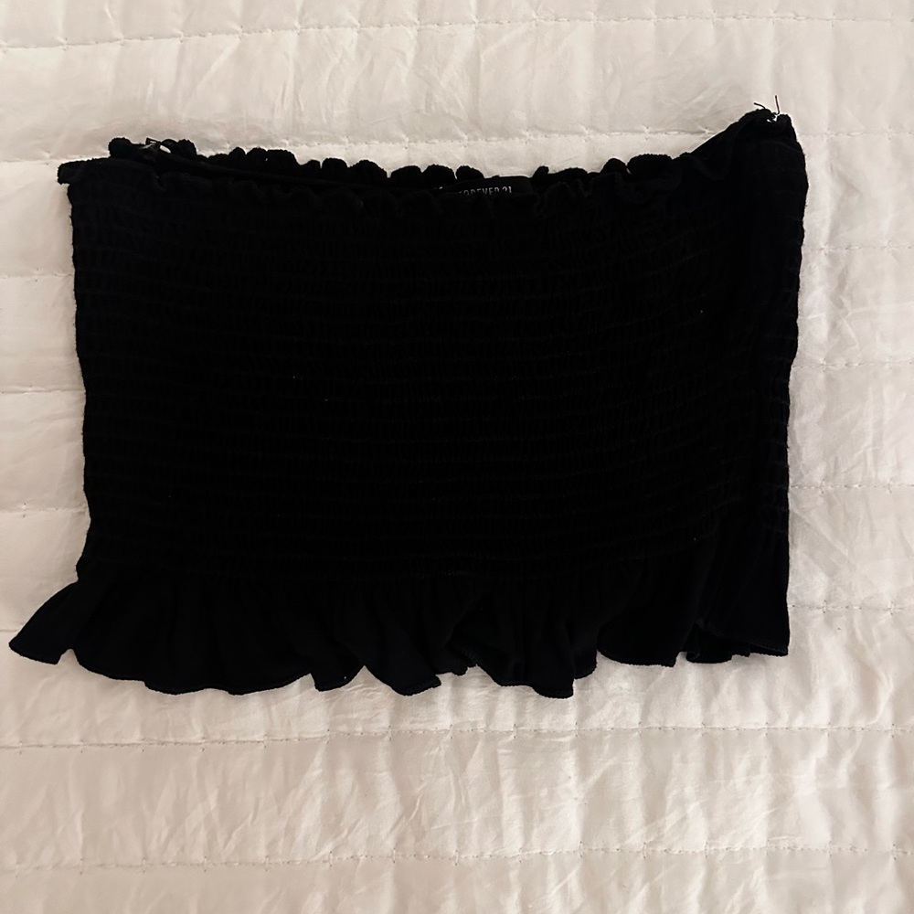 Black Ruffled Tube Top - Picture 2 of 2